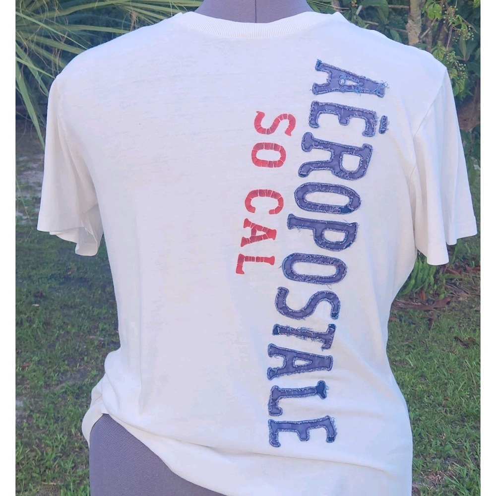 Vtg SINGLE STITCH Aeropostale T shirt Blue APPLIQUE so cal XL chest 48